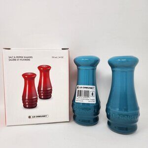 Le Creuset Salt & Pepper Shaker Set 4 Oz Caribbean Blue Ceramic NWT
